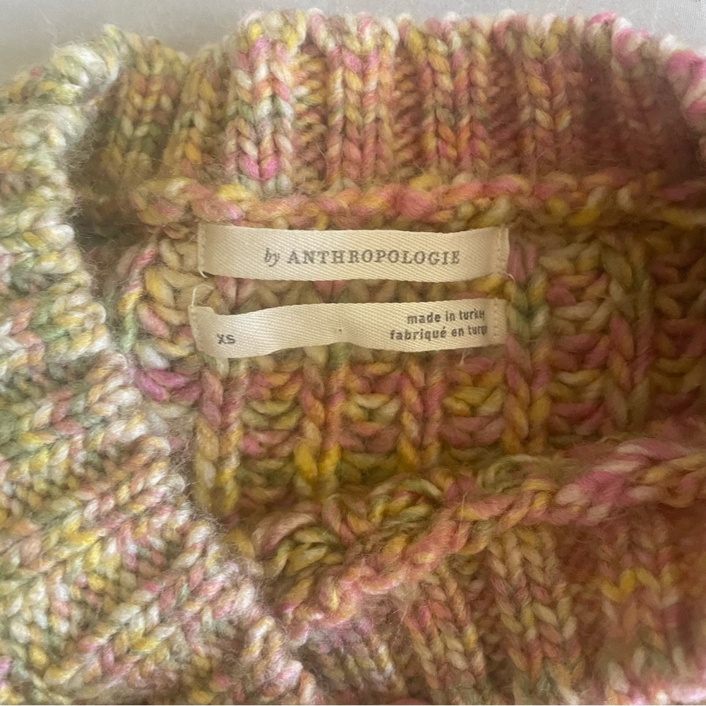 Anthropologie Ribbed Obi Melange Knit Crew Neck Sweater XS - Picture 8 of 10